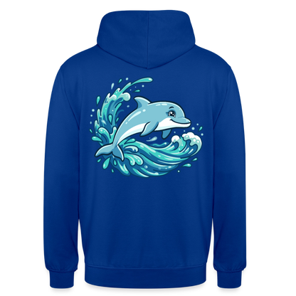 Kleiner.Delfin .große.Welle.unisex.hoodie - Royalblau