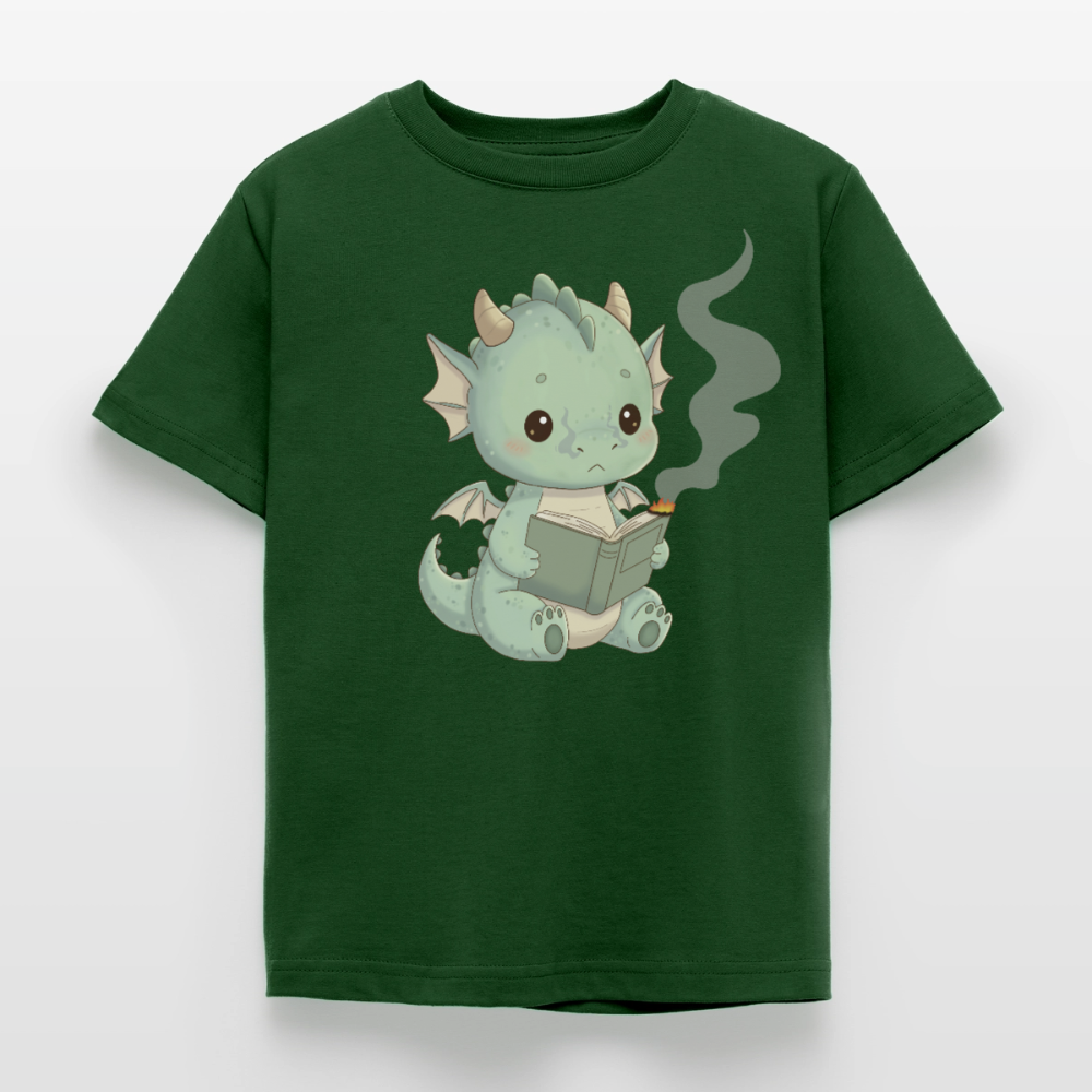 Kleiner.Bücherdrache.Kinder.T-Shirt - Forstgrün 