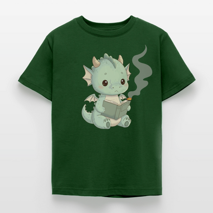 Kleiner.Bücherdrache.Kinder.T-Shirt - Forstgrün 