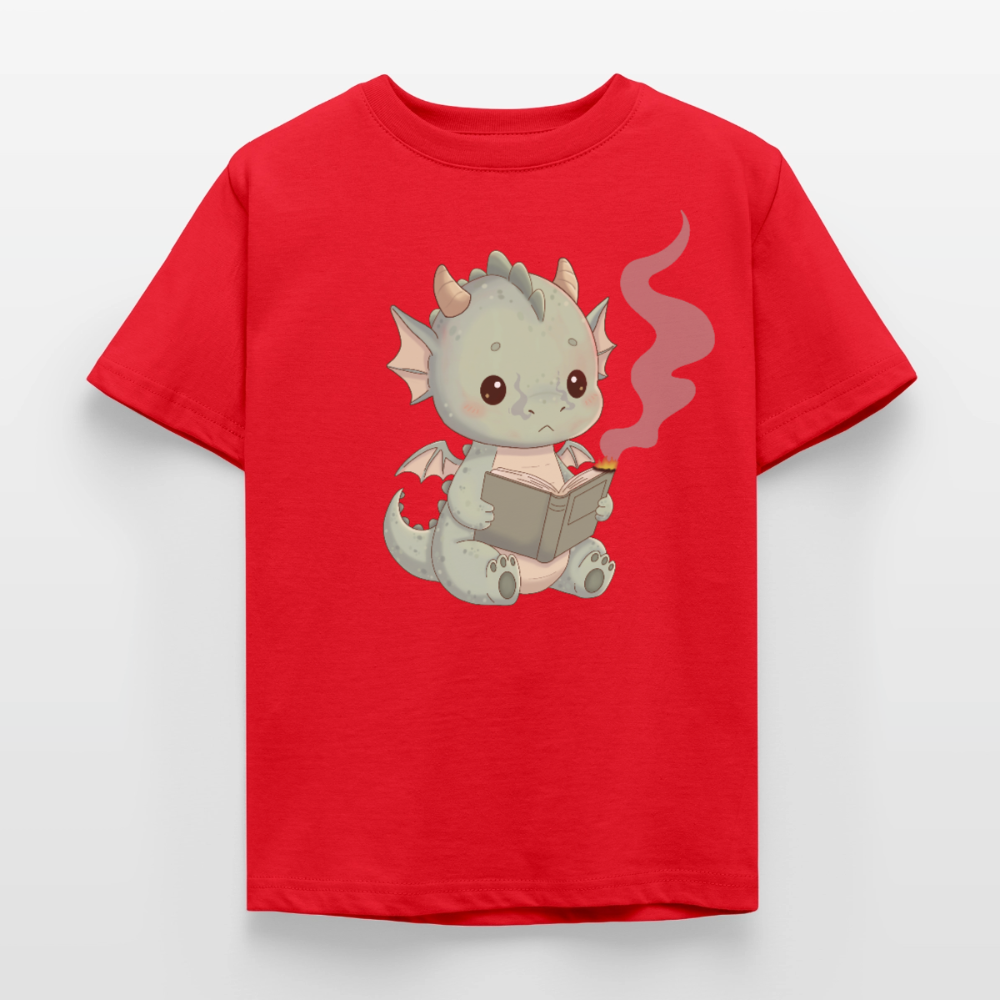 Kleiner.Bücherdrache.Kinder.T-Shirt - Rot