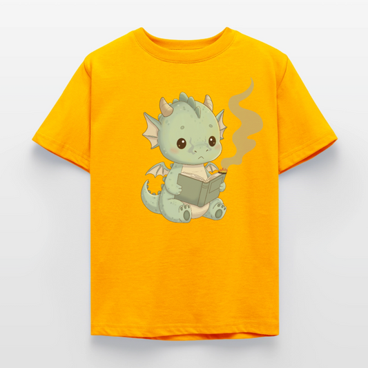 Kleiner.Bücherdrache.Kinder.T-Shirt - Gold