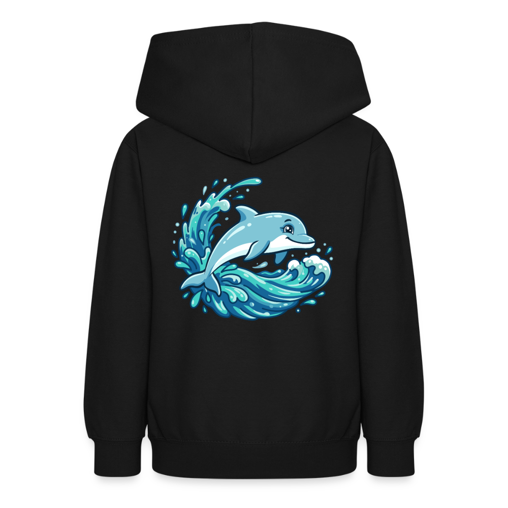 Kleiner.Delfin .große.Welle.teenager.hoodie - Schwarz