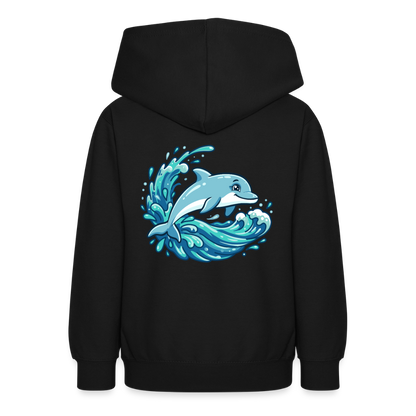 Kleiner.Delfin .große.Welle.teenager.hoodie - Schwarz
