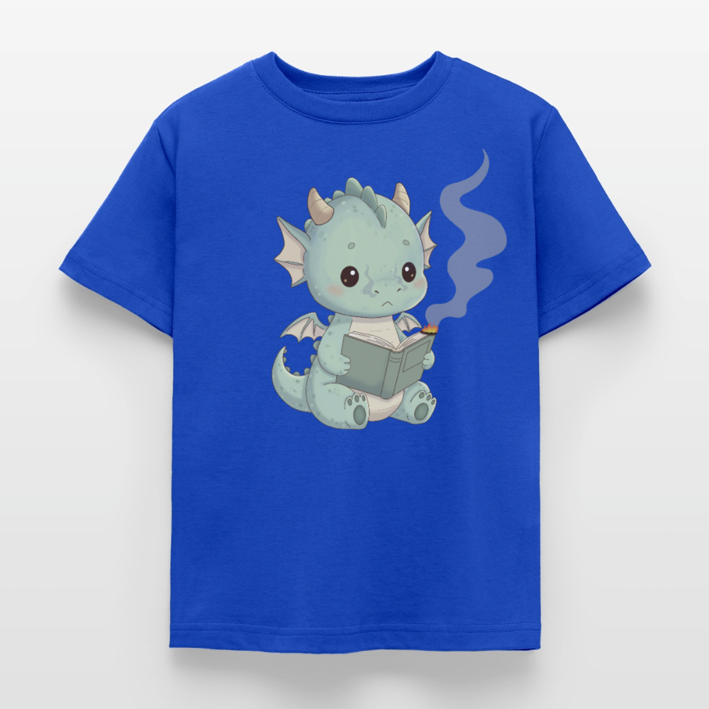 Kleiner.Bücherdrache.Kinder.T-Shirt - Royalblau