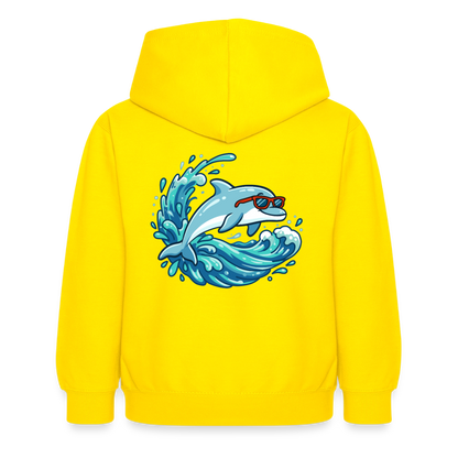 Kleiner.Delfin .große.Welle.supercool.kinder.hoodie - Gelb