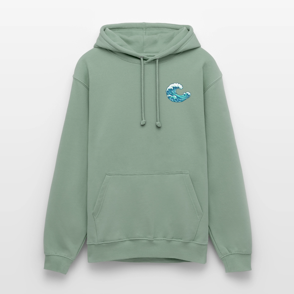 Kleiner.Delfin .große.Welle.unisex.hoodie - Graugrün
