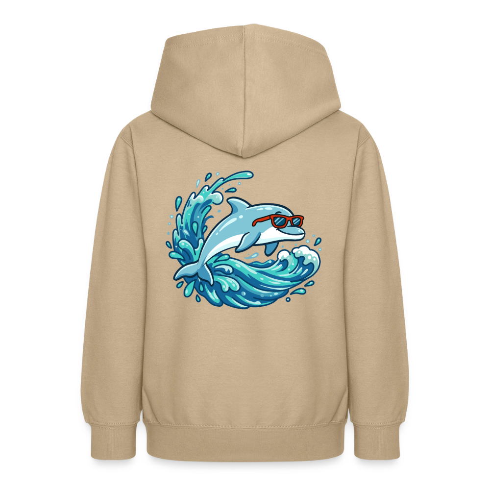 Kleiner.Delfin .große.Welle.supercool.teenager.hoodie - Sand