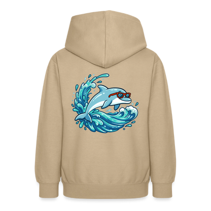 Kleiner.Delfin .große.Welle.supercool.teenager.hoodie - Sand