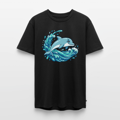 kleiner-delfin-grosse-welle-maenner-shirt-premium-standard - Schwarz