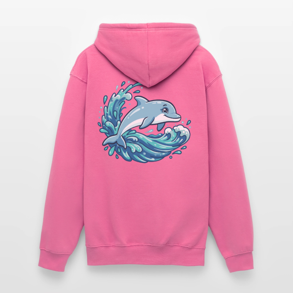 Kleiner.Delfin .große.Welle.unisex.hoodie - Pink