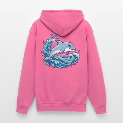 Kleiner.Delfin .große.Welle.unisex.hoodie - Pink