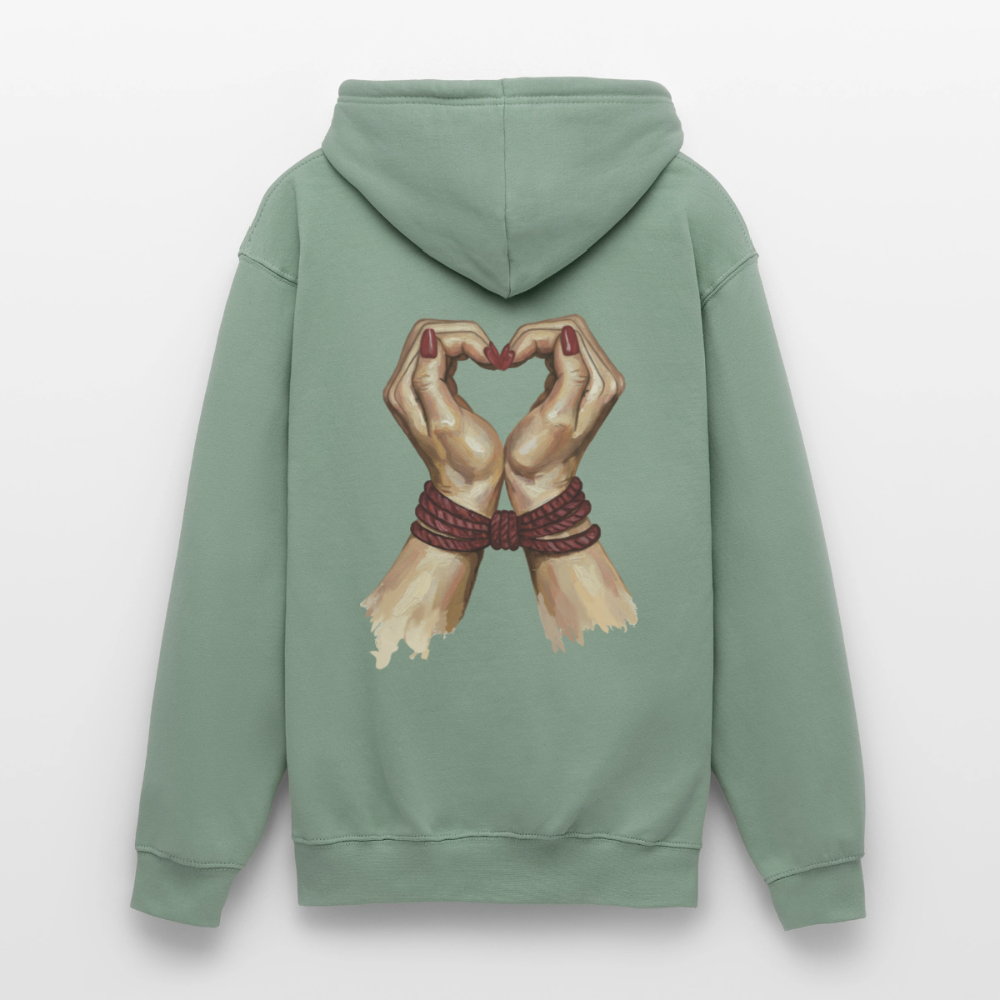 bound.by.Love.unisex.hoodie - Graugrün