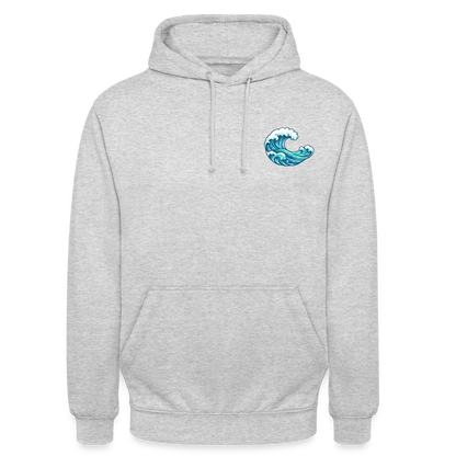 Kleiner.Delfin .große.Welle.unisex.hoodie - Hellgrau meliert