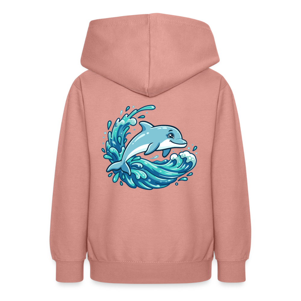 Kleiner.Delfin .große.Welle.teenager.hoodie - Altrosa
