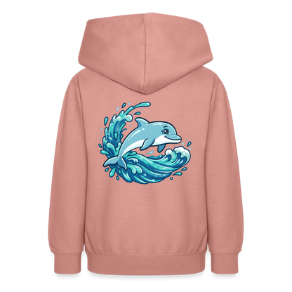 Kleiner.Delfin .große.Welle.teenager.hoodie - Altrosa
