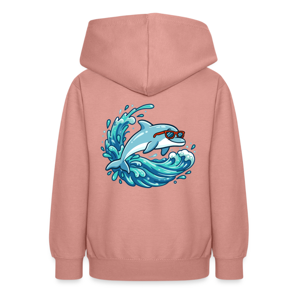 Kleiner.Delfin .große.Welle.supercool.teenager.hoodie - Altrosa