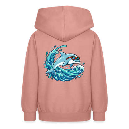 Kleiner.Delfin .große.Welle.supercool.teenager.hoodie - Altrosa