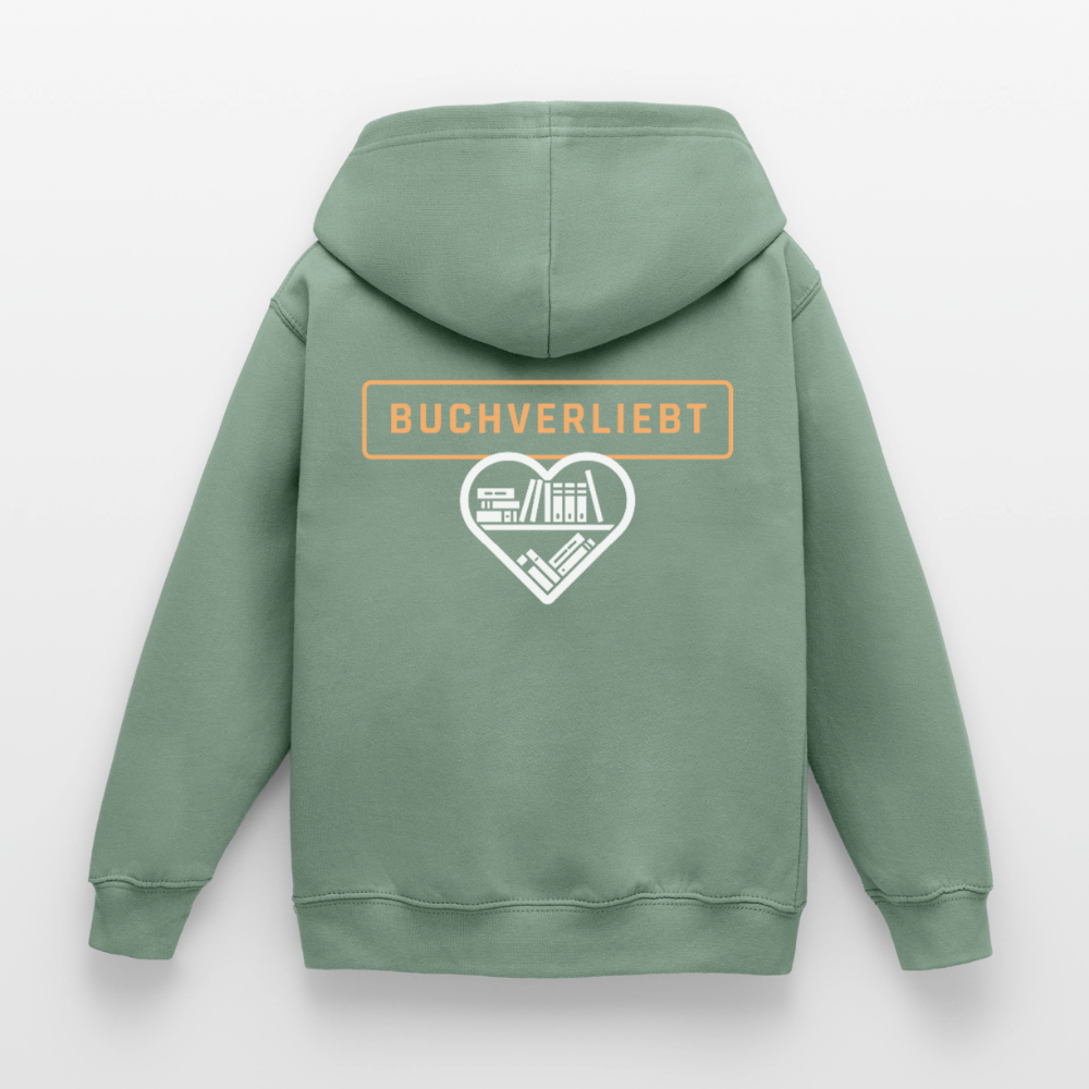 buchverliebt-kinder-hoodie - Graugrün