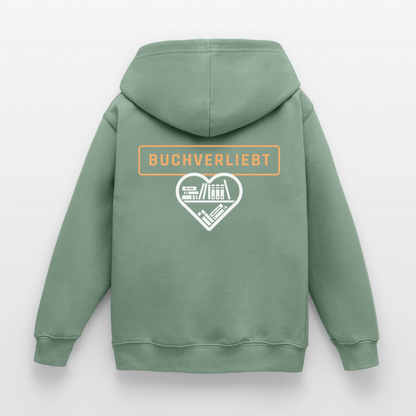 buchverliebt-kinder-hoodie - Graugrün