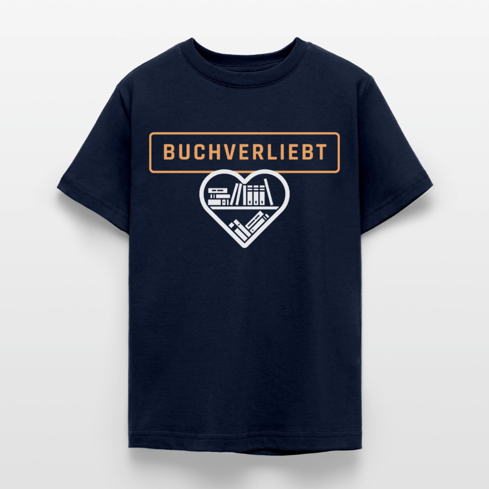 buchverliebt-teenager-kinder-t-shirt - Navy