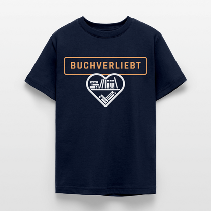 buchverliebt-teenager-kinder-t-shirt - Navy