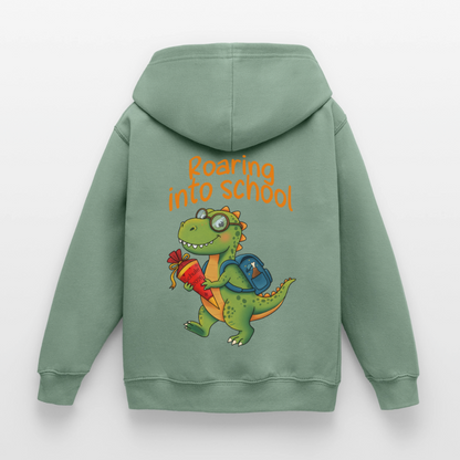 roaring-into-shool-kinder-hoodie - Graugrün